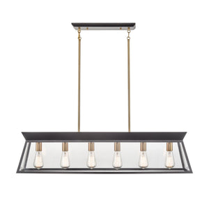 Artcraft - AC11854BK - Six Light Island Chandelier - Lucian - Black and Brushed Brass