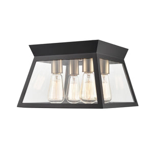 Artcraft - AC11853BK - Four Light Flushmount - Lucian - Black and Brushed Brass