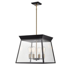 Artcraft - AC11852BK - Four Light Chandelier - Lucian - Black and Brushed Brass