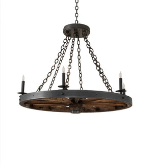 Meyda Tiffany - 266690 - Six Light Chandelier - Wagon Wheel - Wrought Iron/ Dark Walnut