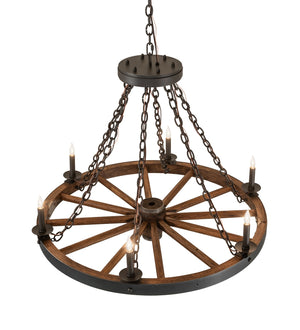 Meyda Tiffany - 266690 - Six Light Chandelier - Wagon Wheel - Wrought Iron/ Dark Walnut