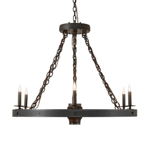 Meyda Tiffany - 266690 - Six Light Chandelier - Wagon Wheel - Wrought Iron/ Dark Walnut