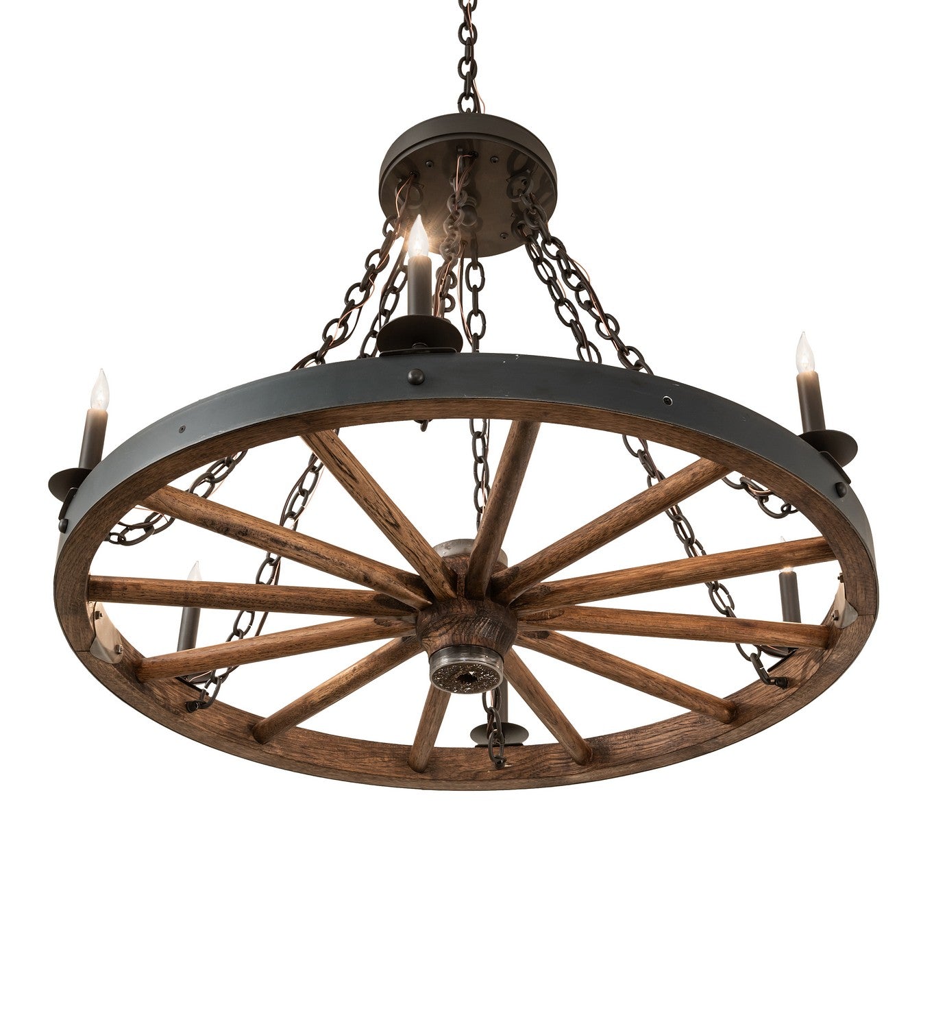 Meyda Tiffany - 266690 - Six Light Chandelier - Wagon Wheel - Wrought Iron/ Dark Walnut