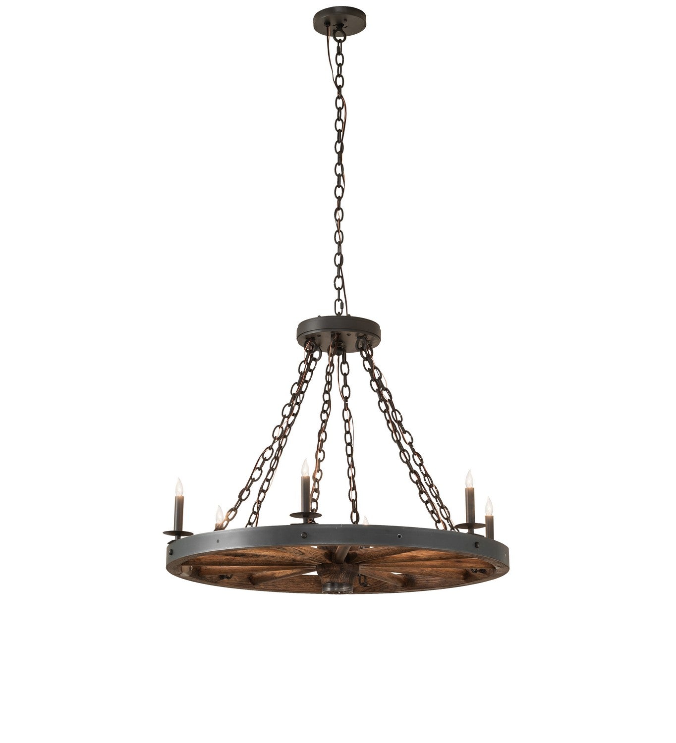 Meyda Tiffany - 266690 - Six Light Chandelier - Wagon Wheel - Wrought Iron/ Dark Walnut