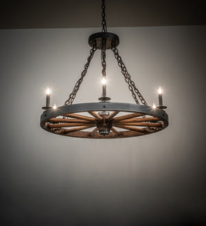 Meyda Tiffany - 266690 - Six Light Chandelier - Wagon Wheel - Wrought Iron/ Dark Walnut