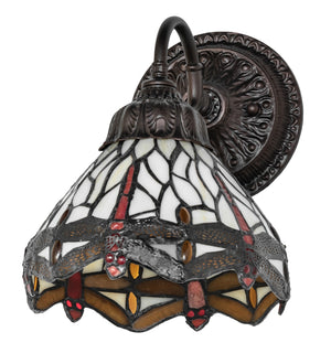 Meyda Tiffany - 270814 - One Light Wall Sconce - Tiffany Hanginghead Dragonfly - Mahogany Bronze