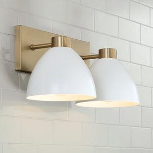 Capital Lighting - 152021AW - Two Light Vanity - Ross - Aged Brass and White