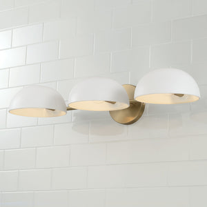 Capital Lighting - 151431AW - Three Light Vanity - Reece - Aged Brass and White