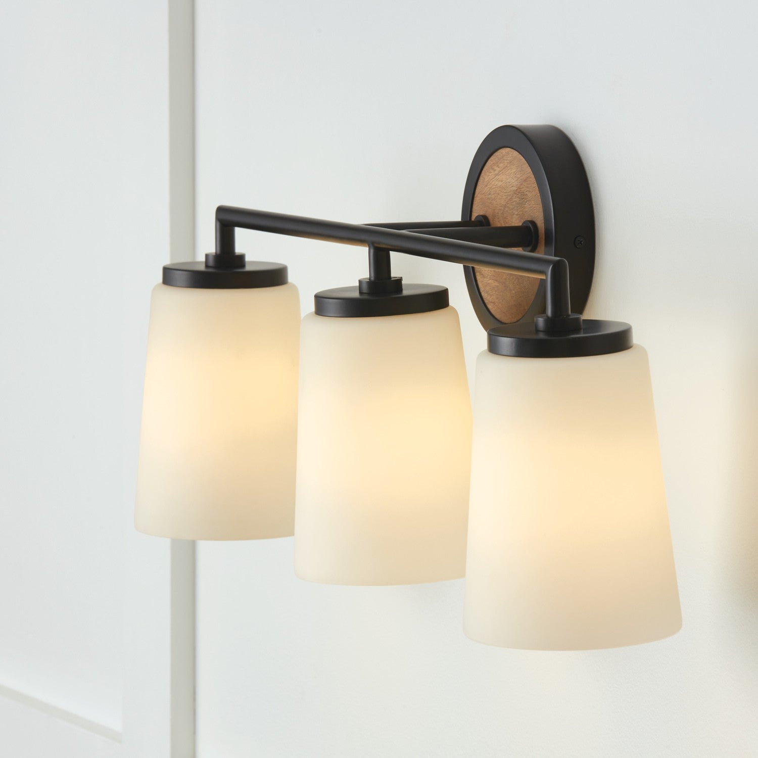 Capital Lighting - 150831WK-546 - Three Light Vanity - Jonah - Light Wood and Matte Black