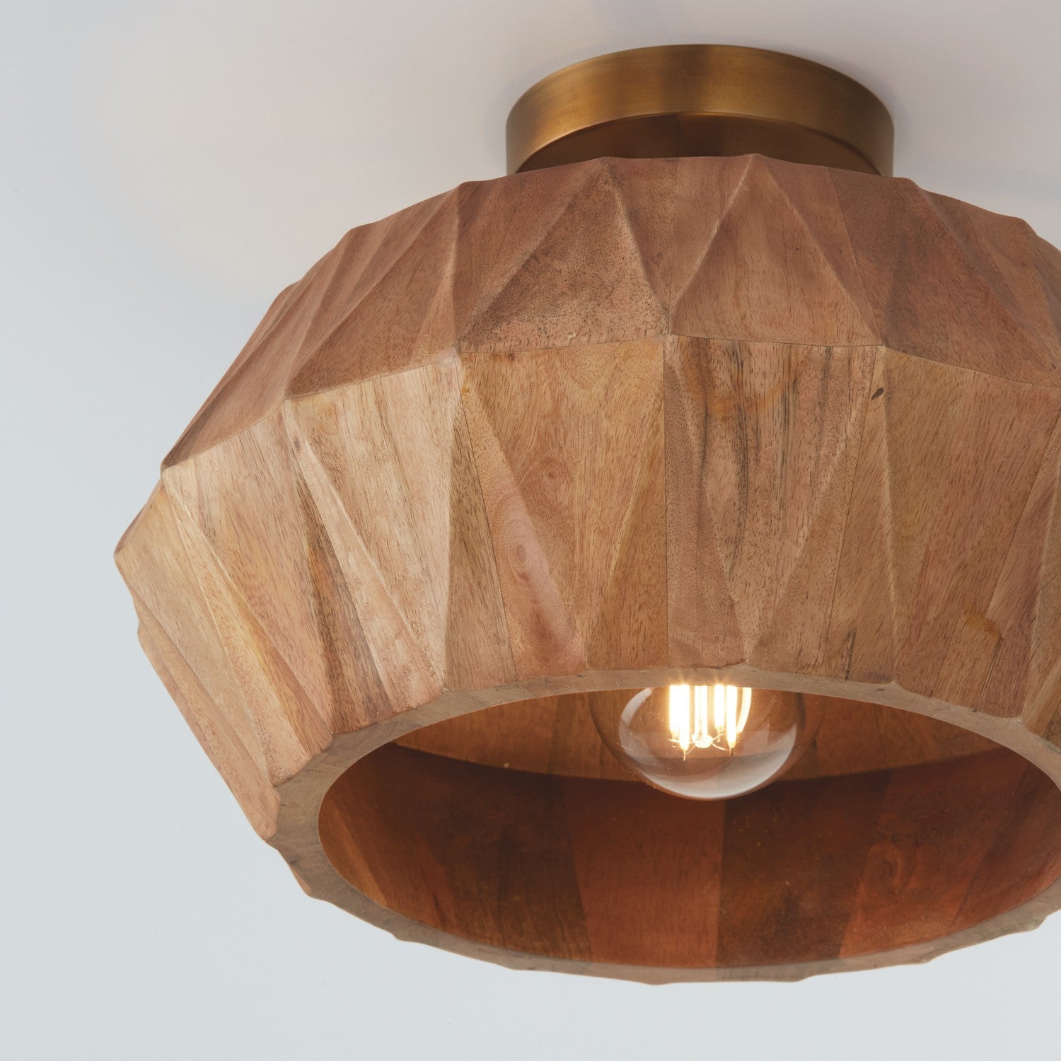Capital Lighting - 251011LW - One Light Semi Flush Mount - Nadeau - Light Wood and Patinaed Brass