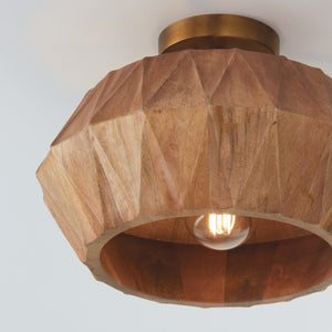 Capital Lighting - 251011LW - One Light Semi Flush Mount - Nadeau - Light Wood and Patinaed Brass