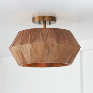 Capital Lighting - 251011LW - One Light Semi Flush Mount - Nadeau - Light Wood and Patinaed Brass