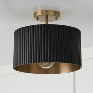 Capital Lighting - 250711KR - One Light Semi Flush Mount - Donovan - Black Stain and Matte Brass