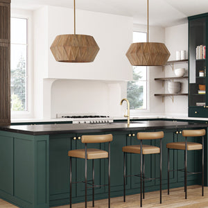 Capital Lighting - 351041LW - Four Light Pendant - Nadeau - Light Wood and Patinaed Brass
