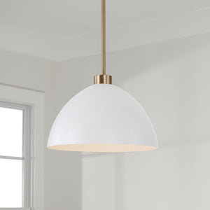Capital Lighting - 352011AW - One Light Pendant - Ross - Aged Brass and White