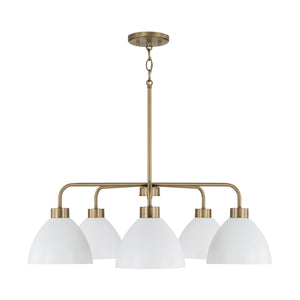 Capital Lighting - 452051AW - Five Light Chandelier - Ross - Aged Brass and White