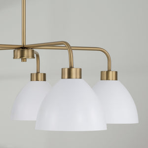 Capital Lighting - 452051AW - Five Light Chandelier - Ross - Aged Brass and White