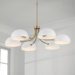 Capital Lighting - 451461AW - Six Light Chandelier - Reece - Aged Brass and White