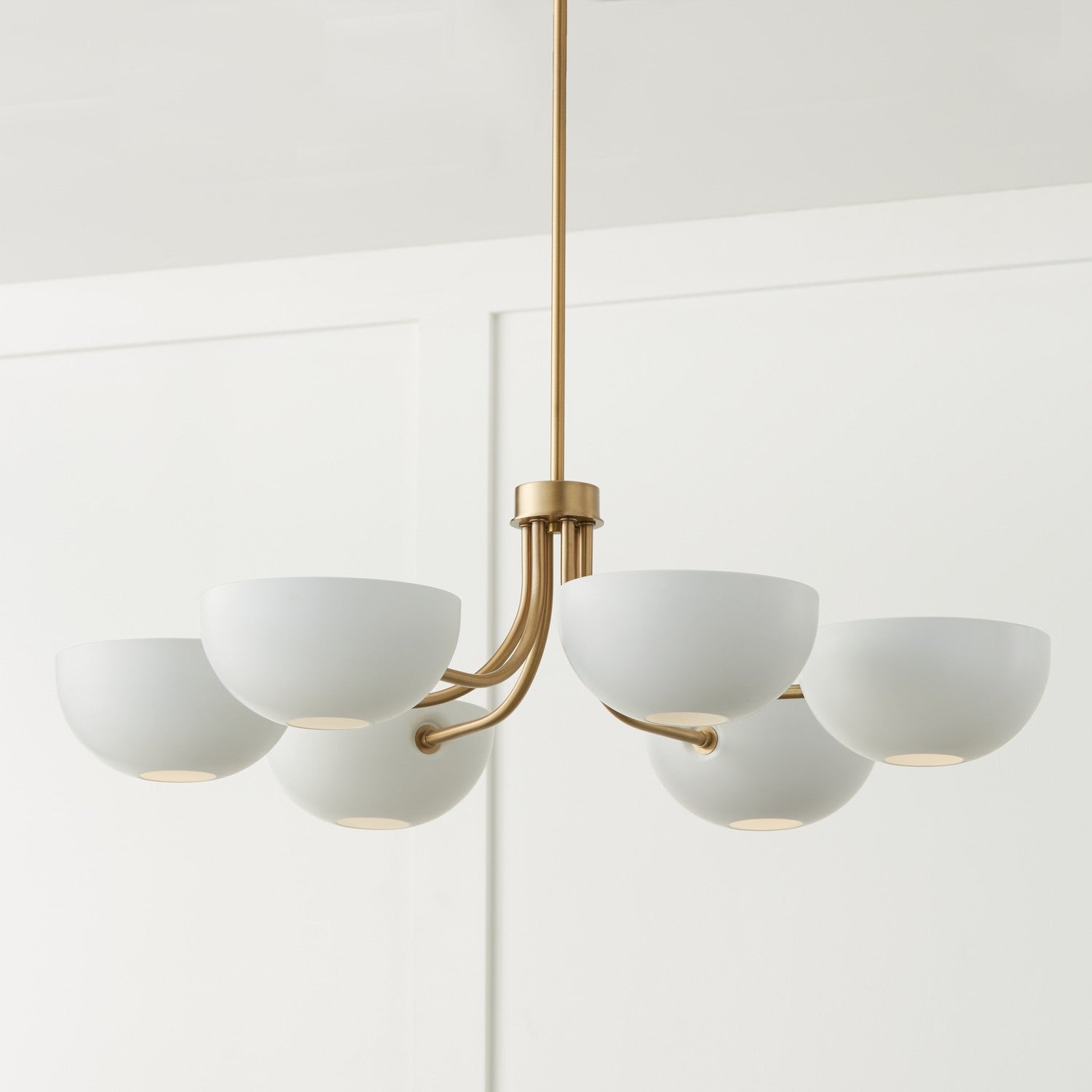 Capital Lighting - 451461AW - Six Light Chandelier - Reece - Aged Brass and White