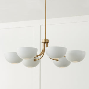 Capital Lighting - 451461AW - Six Light Chandelier - Reece - Aged Brass and White