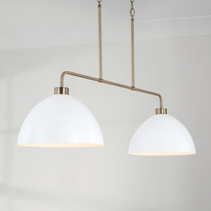 Capital Lighting - 852021AW - Two Light Island Pendant - Ross - Aged Brass and White