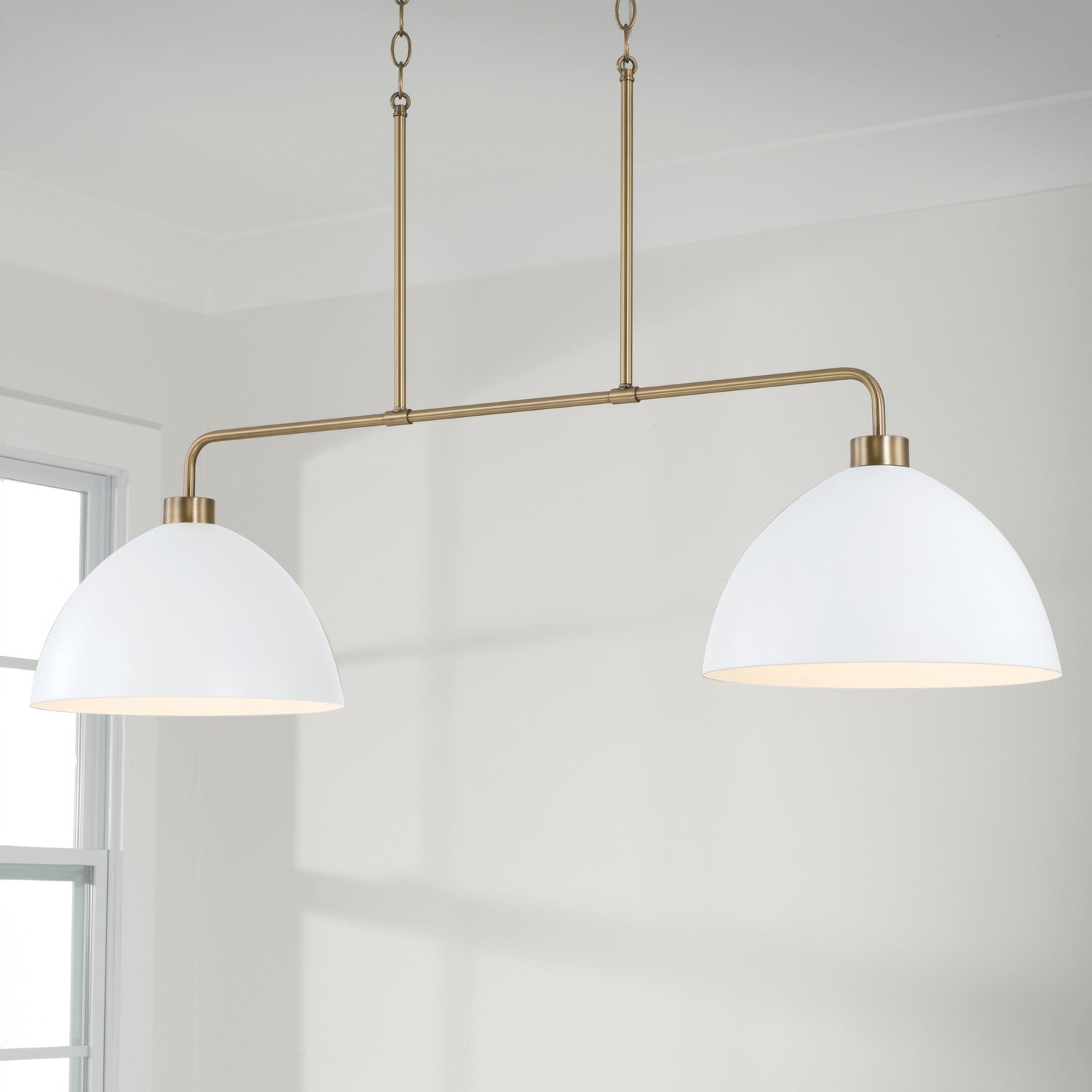 Capital Lighting - 852021AW - Two Light Island Pendant - Ross - Aged Brass and White