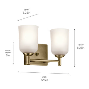 Kichler - 45573NBR - Two Light Bath - Shailene - Natural Brass