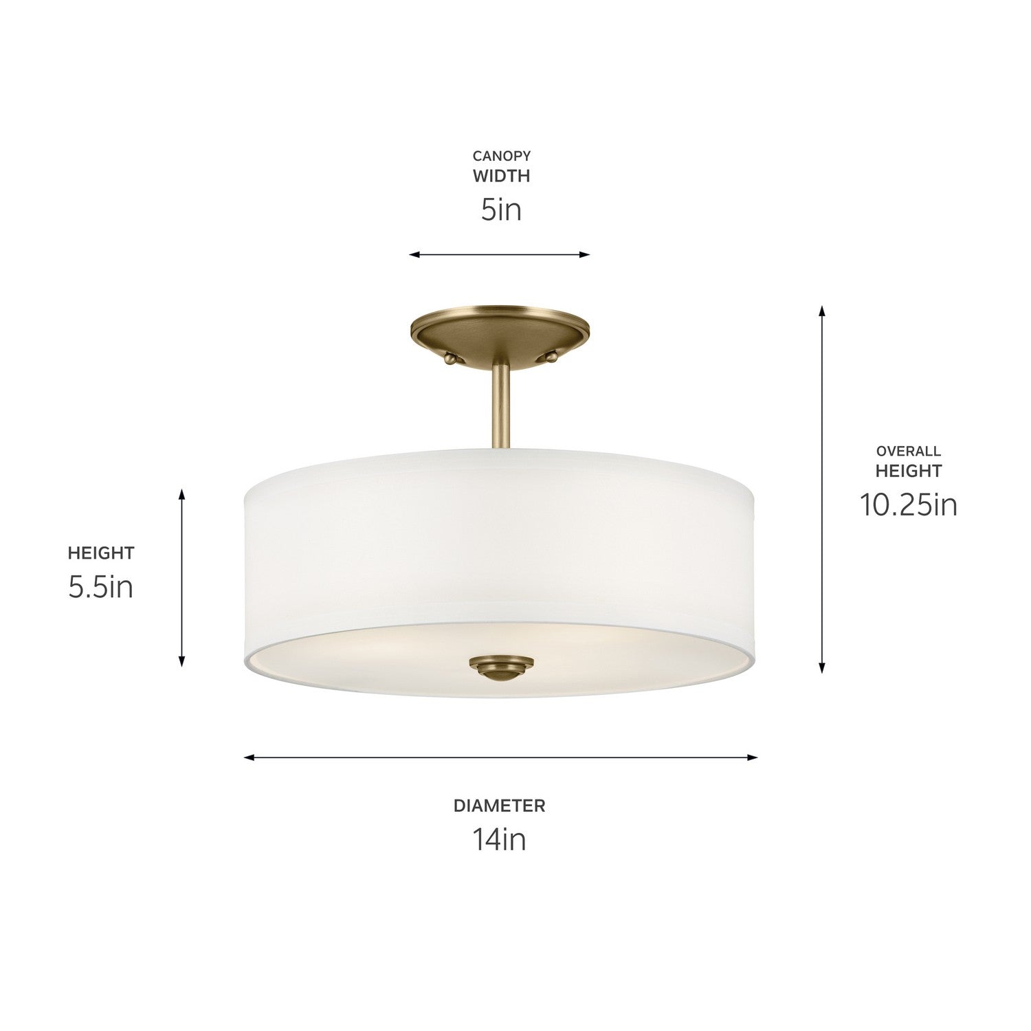 Kichler - 43675NBR - Three Light Semi Flush Mount - Shailene - Natural Brass