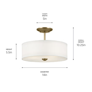 Kichler - 43675NBR - Three Light Semi Flush Mount - Shailene - Natural Brass