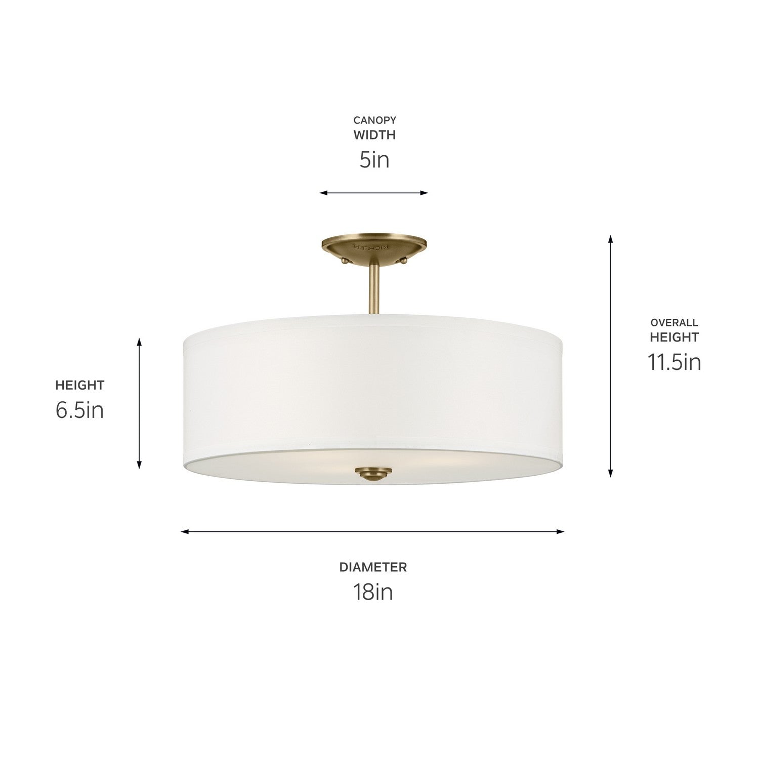 Kichler - 43692NBR - Three Light Semi Flush Mount - Shailene - Natural Brass