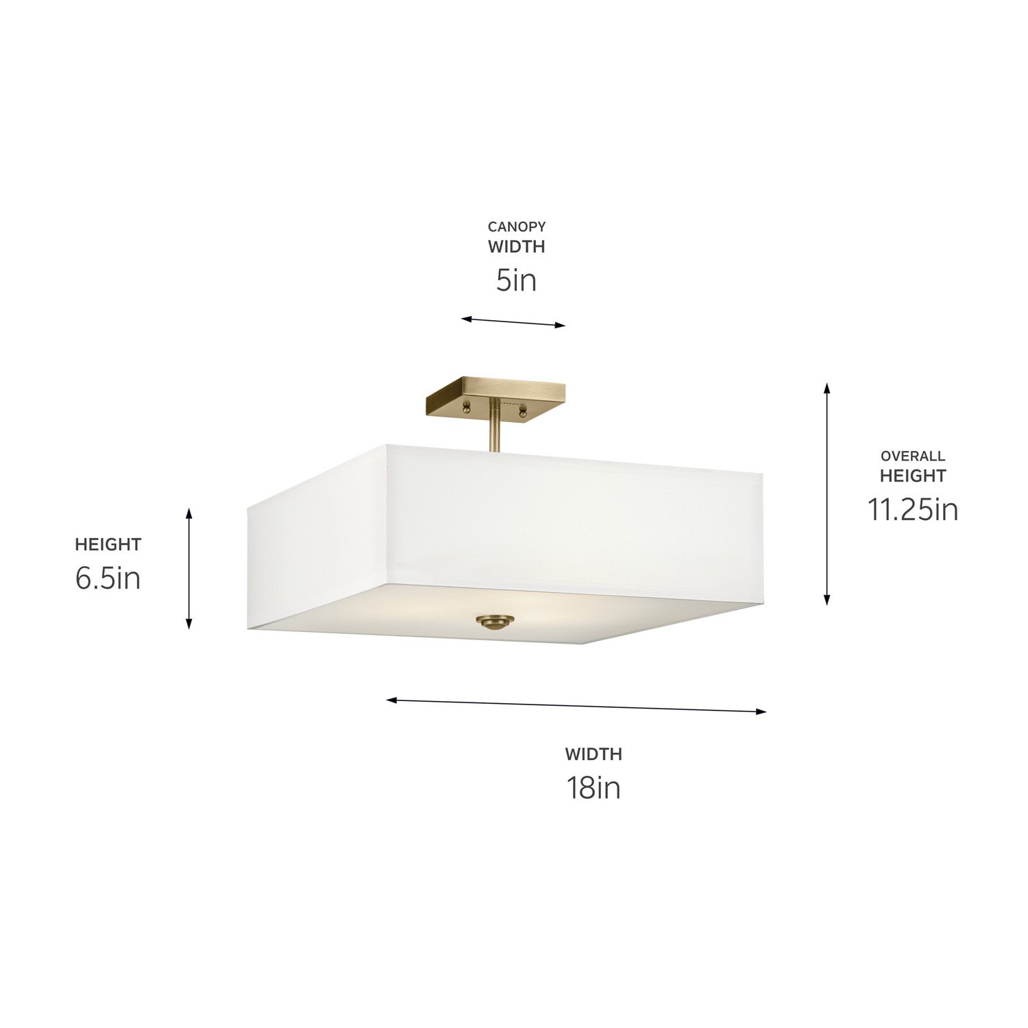 Kichler - 43693NBR - Three Light Semi Flush Mount - Shailene - Natural Brass