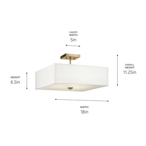 Kichler - 43693NBR - Three Light Semi Flush Mount - Shailene - Natural Brass