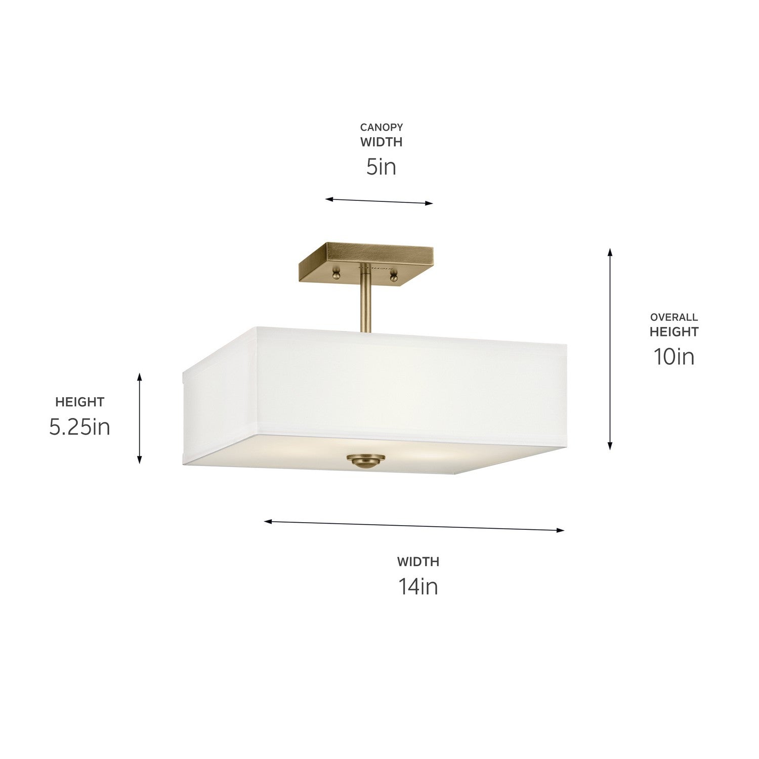 Kichler - 43691NBR - Three Light Semi Flush Mount - Shailene - Natural Brass