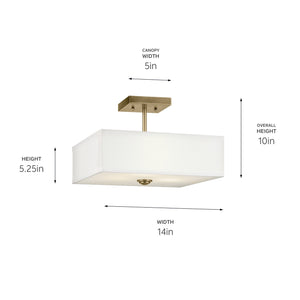 Kichler - 43691NBR - Three Light Semi Flush Mount - Shailene - Natural Brass