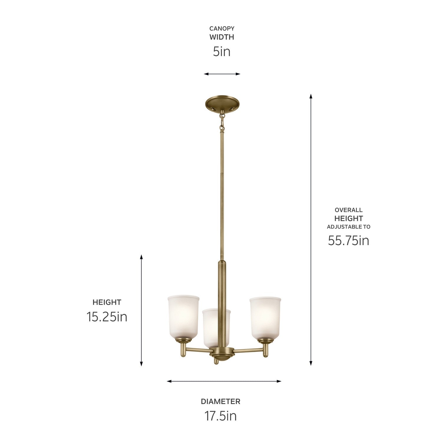 Kichler - 43670NBR - Three Light Mini Chandelier - Shailene - Natural Brass