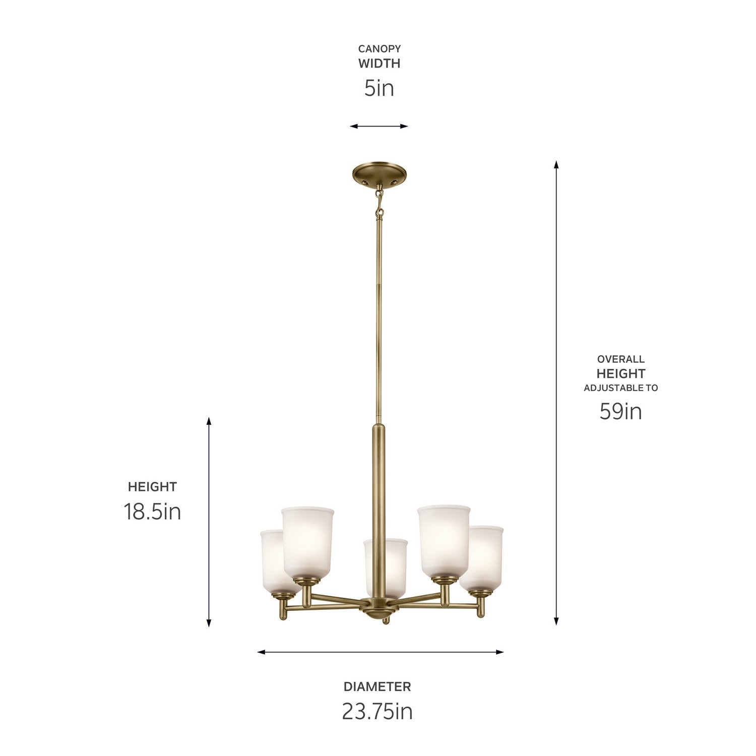 Kichler - 43671NBR - Five Light Chandelier - Shailene - Natural Brass