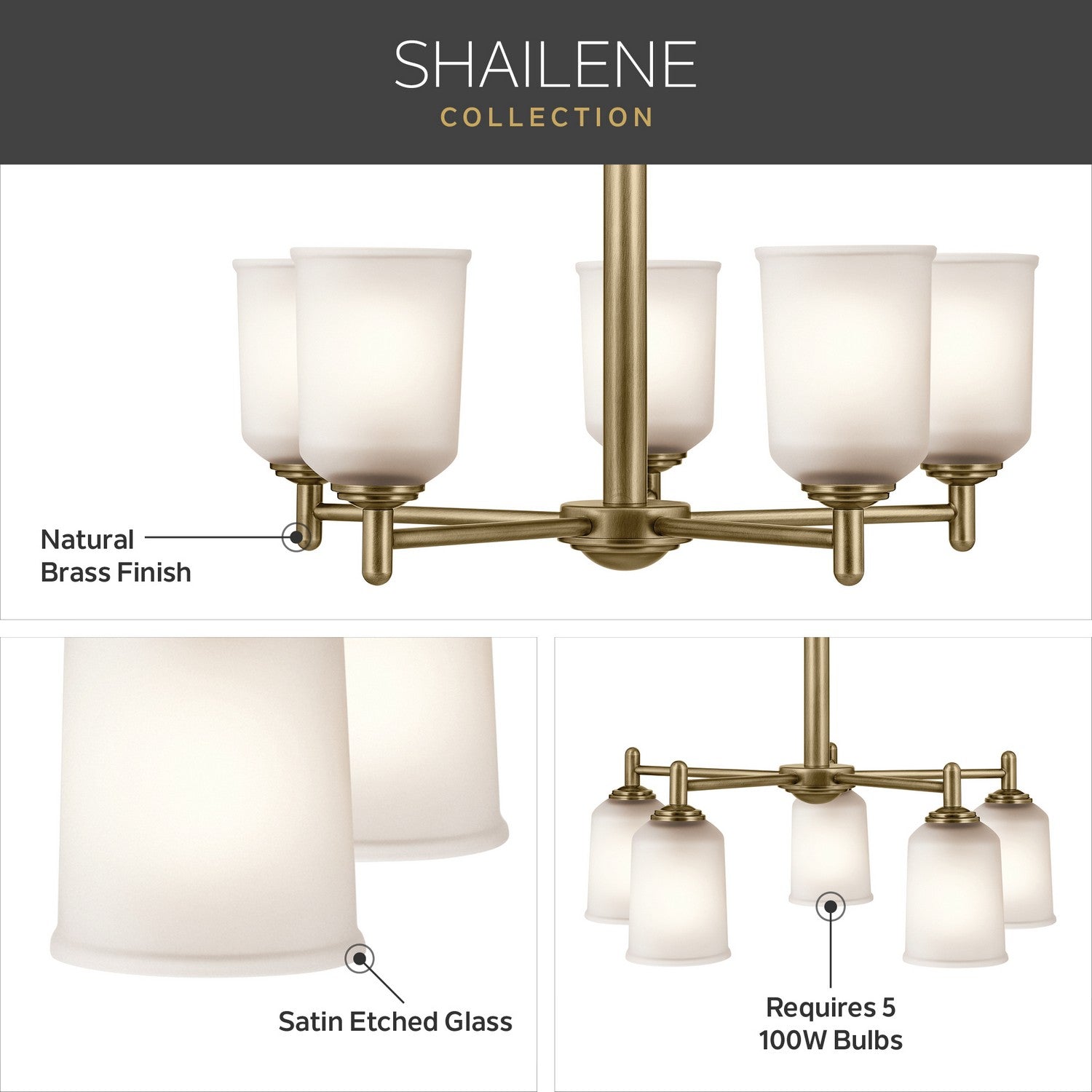 Kichler - 43671NBR - Five Light Chandelier - Shailene - Natural Brass