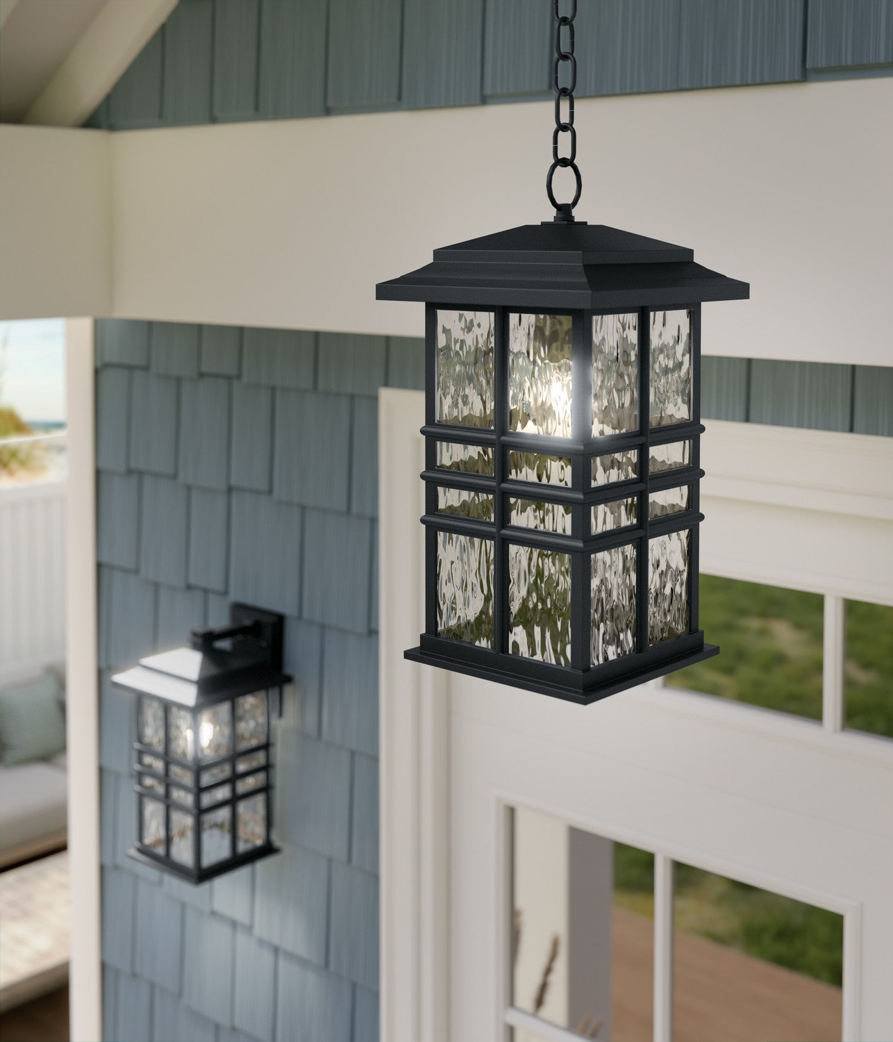 Kichler - 49833BKT - One Light Outdoor Pendant - Beacon Square - Textured Black