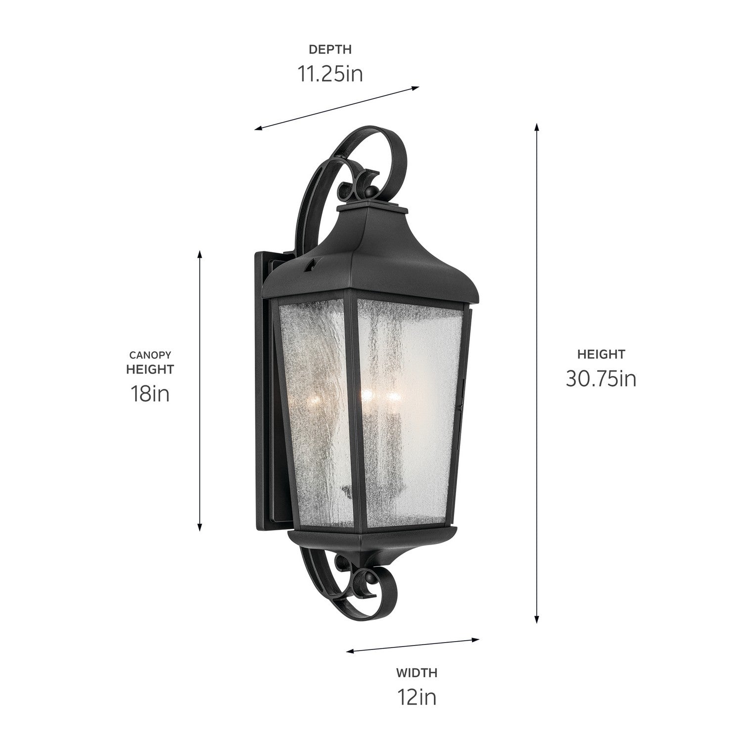 Kichler - 49738BKT - Three Light Outdoor Wall Mount - Forestdale - Textured Black