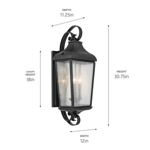 Kichler - 49738BKT - Three Light Outdoor Wall Mount - Forestdale - Textured Black