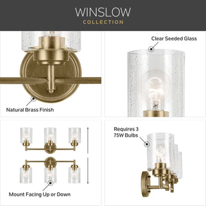 Kichler - 45886NBR - Three Light Bath - Winslow - Natural Brass