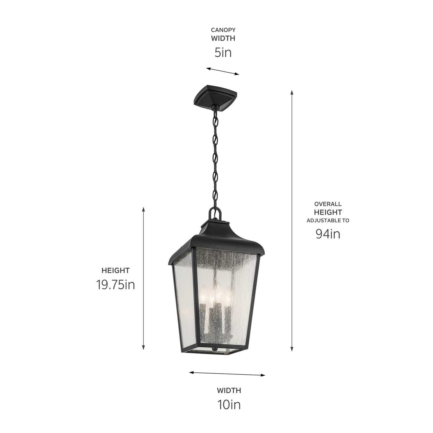 Kichler - 49740BKT - Four Light Outdoor Pendant - Forestdale - Textured Black