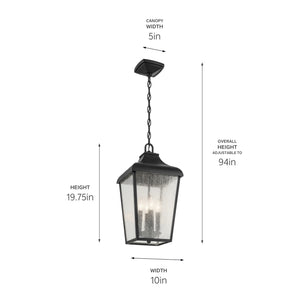 Kichler - 49740BKT - Four Light Outdoor Pendant - Forestdale - Textured Black