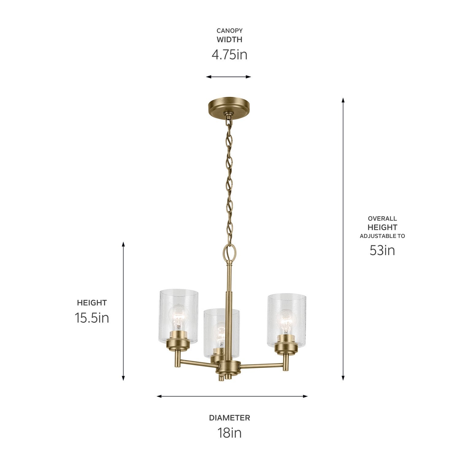 Kichler - 44029NBR - Three Light Mini Chandelier - Winslow - Natural Brass