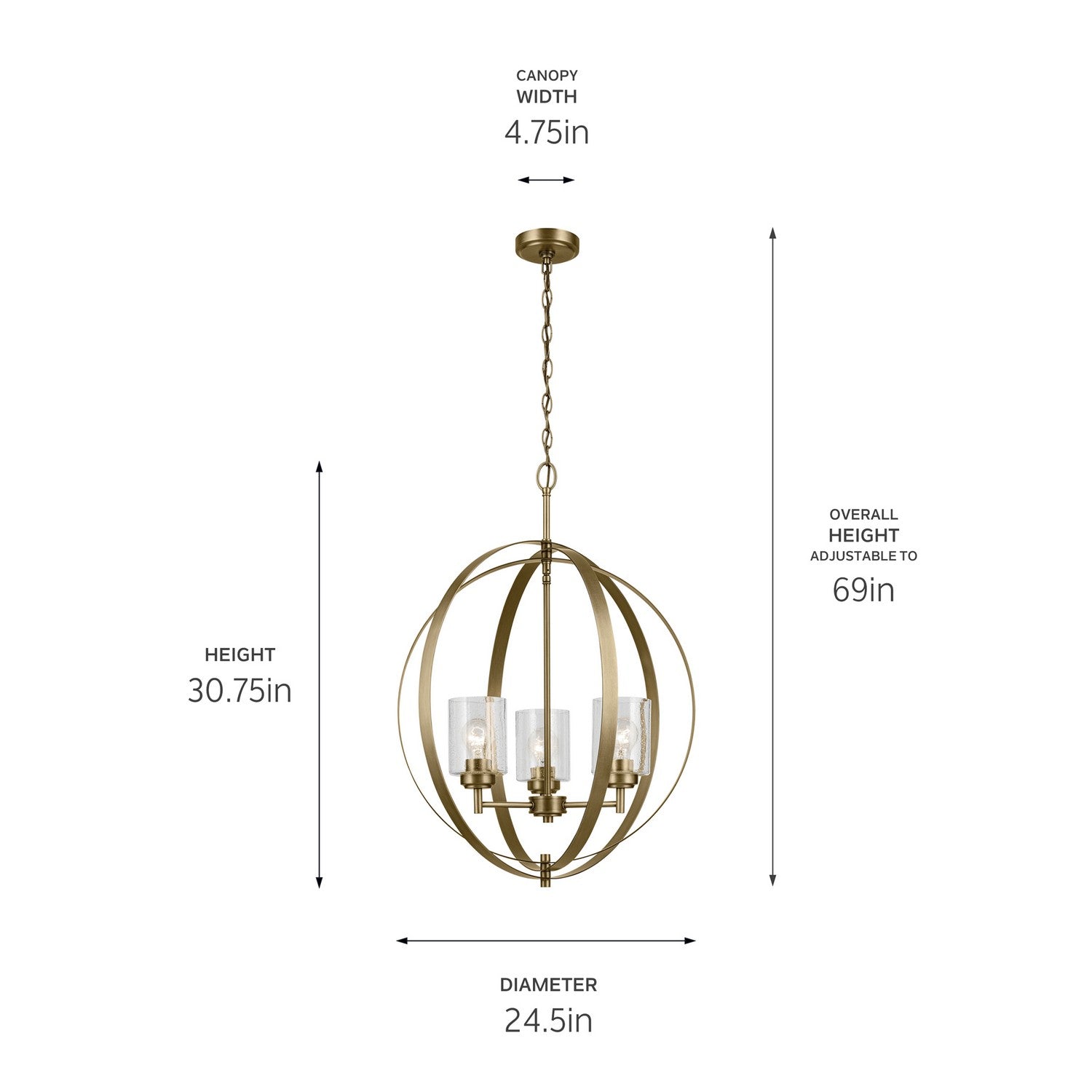 Kichler - 44034NBR - Three Light Chandelier - Winslow - Natural Brass