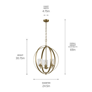 Kichler - 44034NBR - Three Light Chandelier - Winslow - Natural Brass