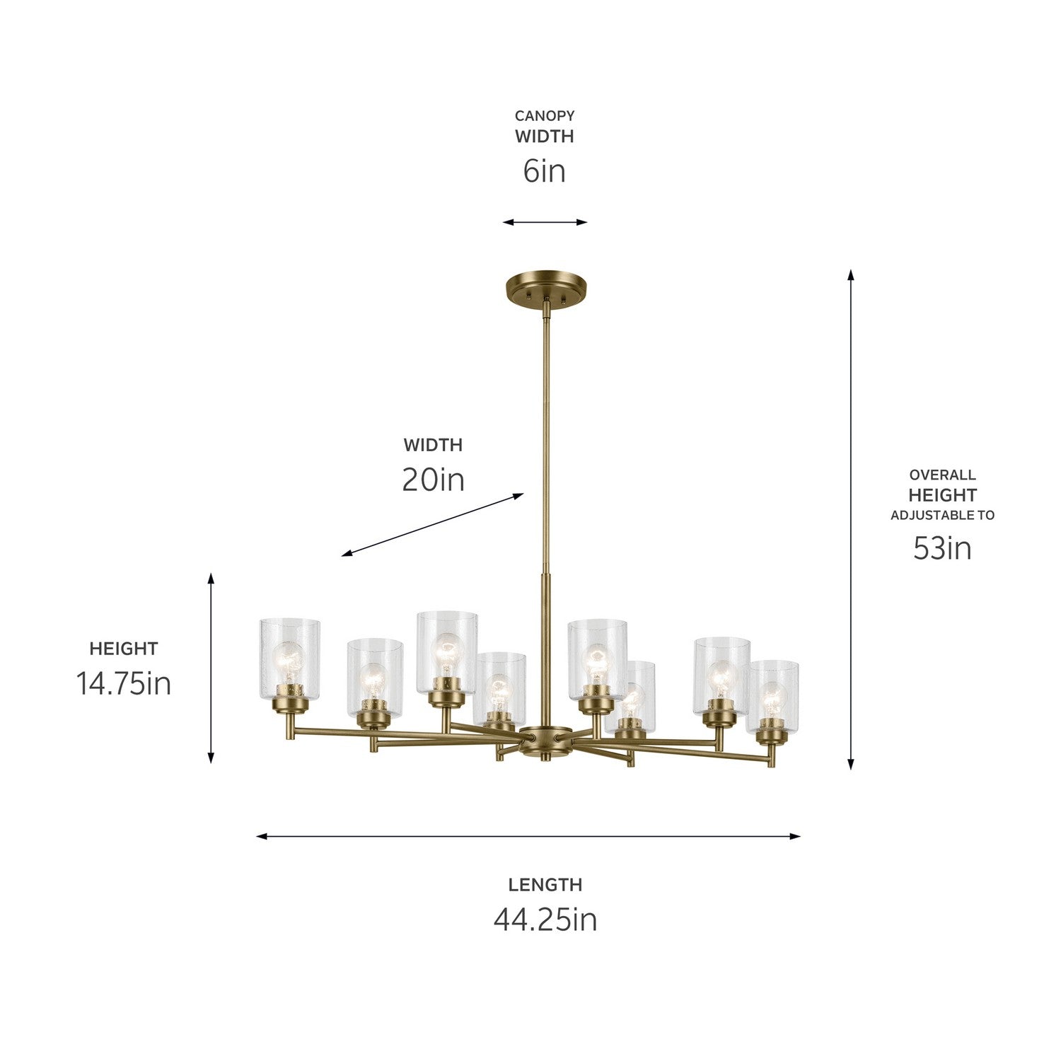 Kichler - 44035NBR - Eight Light Chandelier - Winslow - Natural Brass