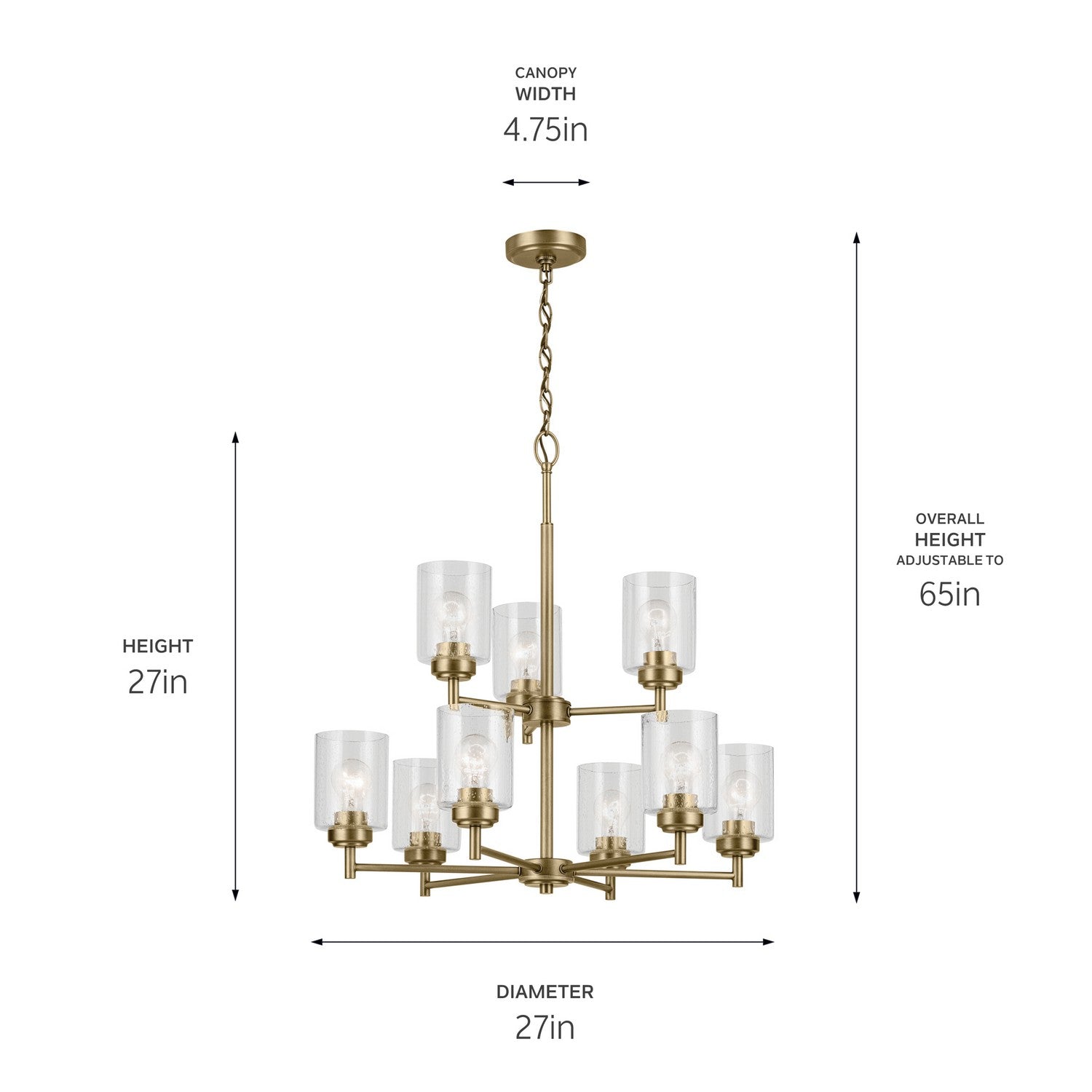 Kichler - 44031NBR - Nine Light Chandelier - Winslow - Natural Brass