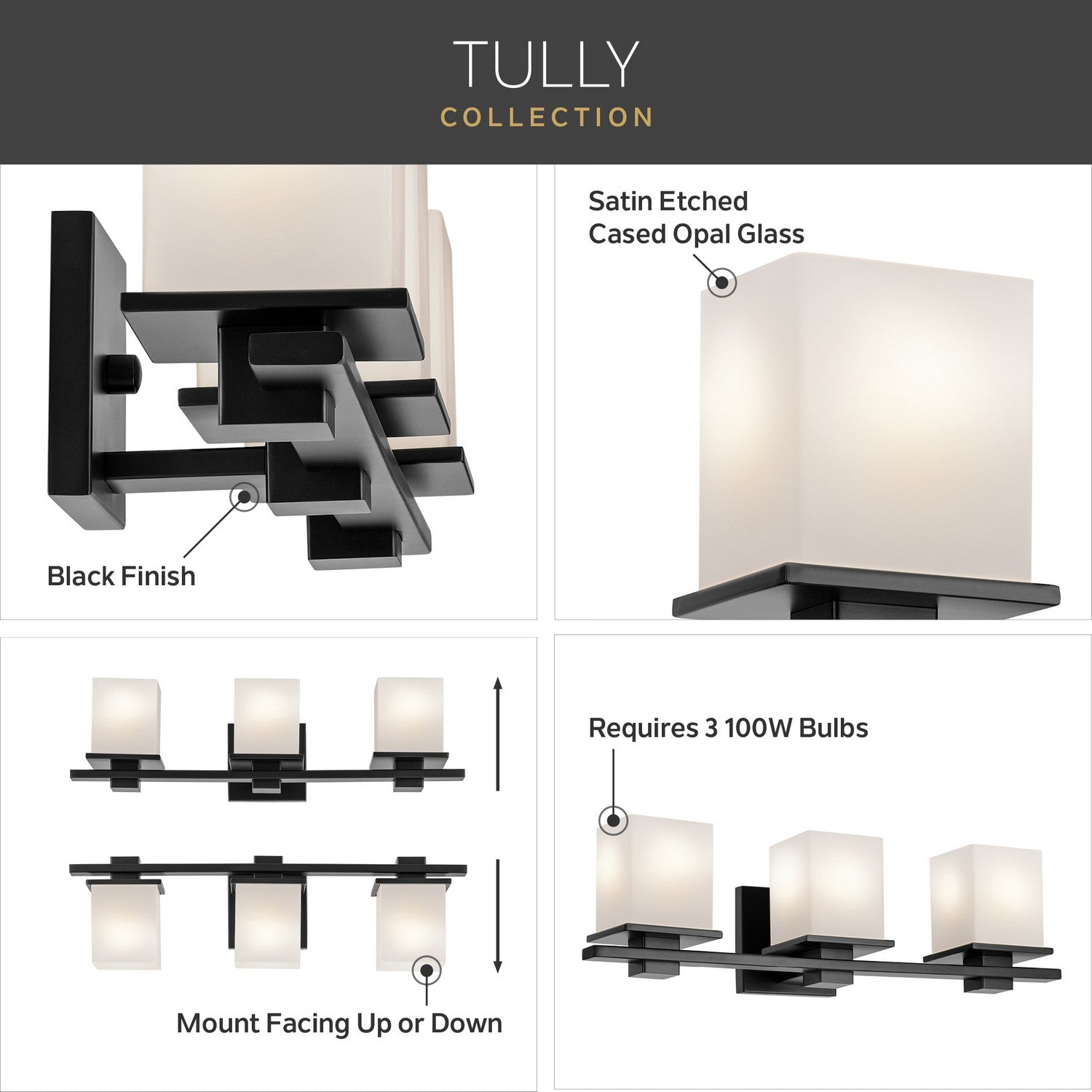 Kichler - 45151BK - Three Light Bath - Tully - Black