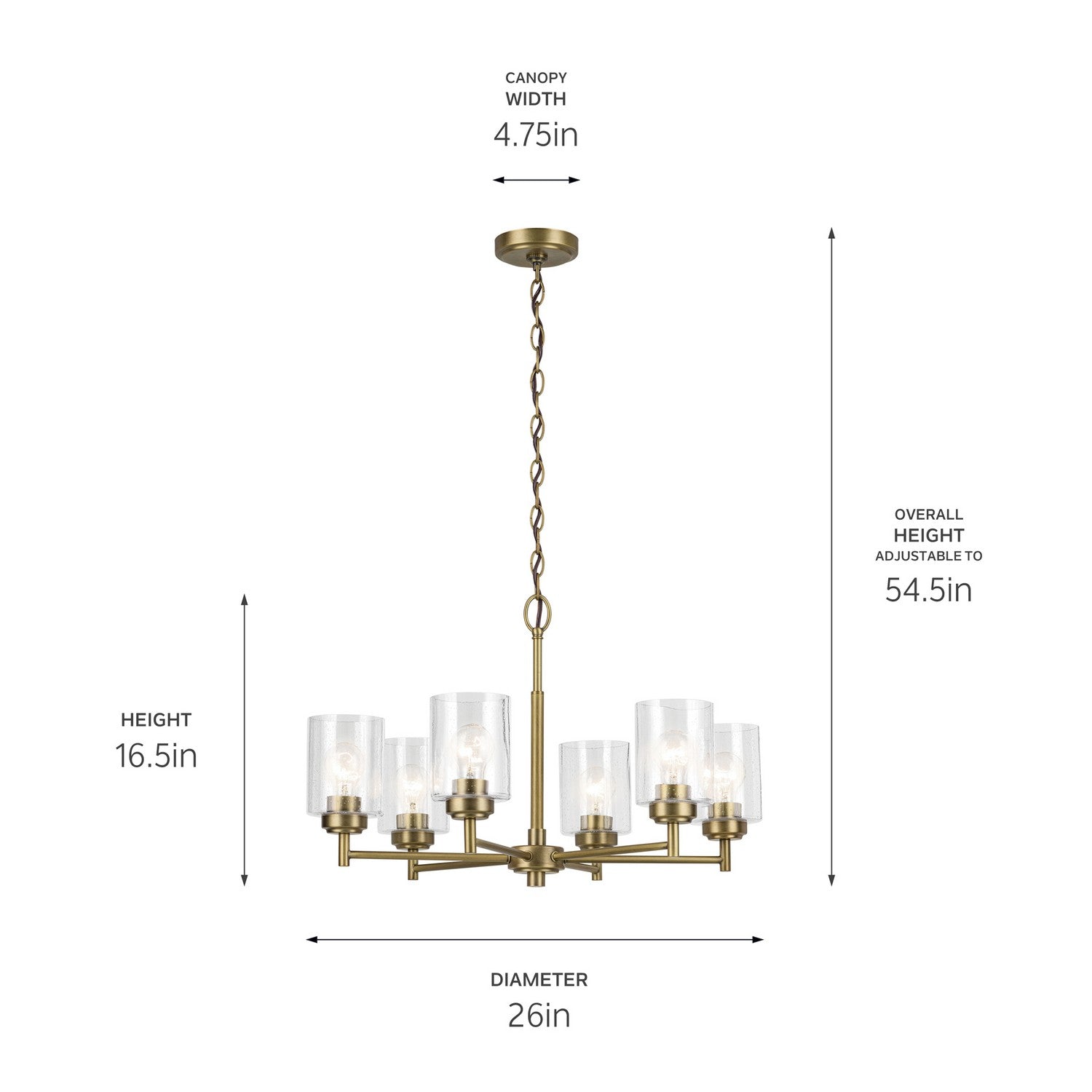 Kichler - 52616NBR - Six Light Chandelier - Winslow - Natural Brass